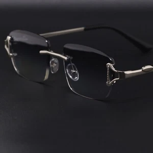 Rimless Black Lens Rectangle Sunglasses Women Men UV400 Retro Frameless Glasses - Picture 1 of 5