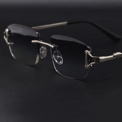 Gafas de sol rectangulares con lentes negras sin montura para mujeres y hombres UV400 retro sin marco Foto 1 de 4