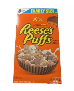 Kaws Reeses Puffs Family Size Cereal Box Limited Edition. Sealed, Sold Out, Rare - Picture 1 of 2