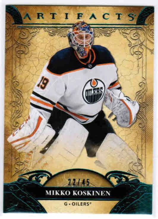 20/21 2020 UD ARTIFACTS MIKKO KOSKINEN #4 BASE AQUA PARALLEL /45 EDMONTON OILERS - Image 1 of 1