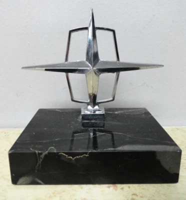 Vintage Lincoln Continental Hood Ornament Emblem Dealer's Award Marble Base - Image 1 of 4