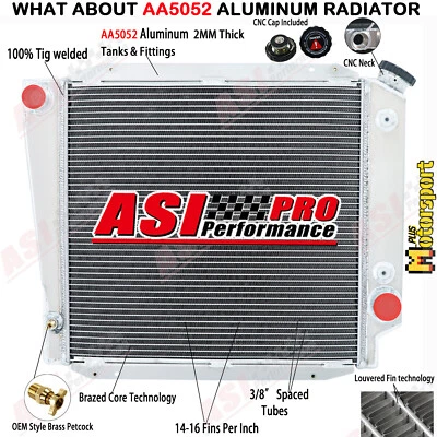 3 Row All Aluminum Radiator For 1973-77 76 75 74 FORD EARLY BRONCO 5.0L V8 Gas Foto 1 de 4