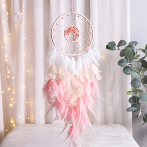Pink Tree of Life Dream Catcher Dreamcatcher Wall Deco Beaded Xmas Bday Gift - Picture 1 of 9