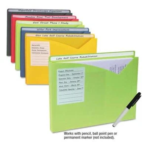 C-Line Write-On Expanding Poly File Folders, 1" Exp., Letter, Assorted Colors, 1 - Picture 1 of 4