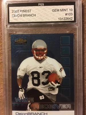 2002 Finest #103 Patriots Deion Branch  FGS GEM MINT 10 - Image 1 of 2