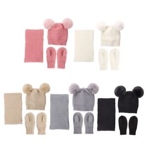 3pc Toddler Hats Gloves Scarf Sets Winter Knitted Hat Supplies for Winter