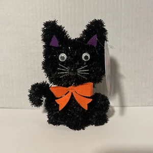 6” Halloween Tinsel Black Cat New  - Picture 1 of 4
