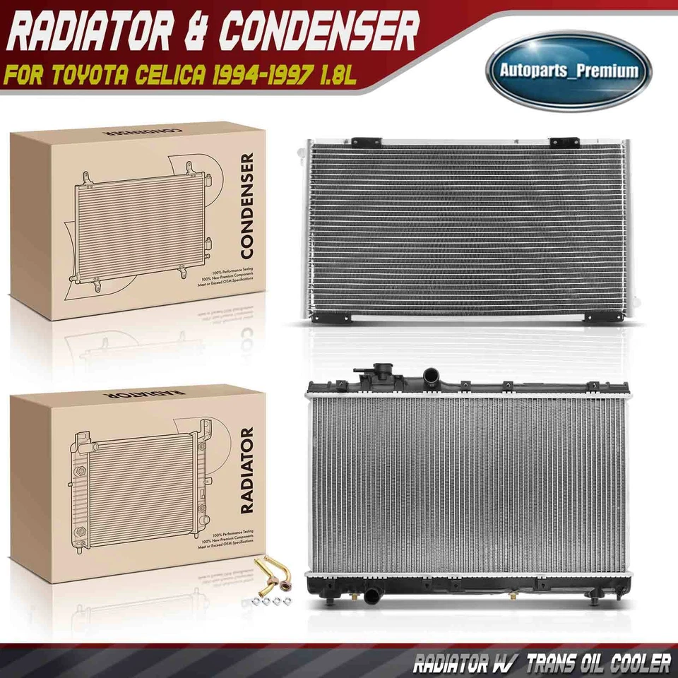 Kit de refrigeración de radiador y condensador de CA para Toyota Celica 1994 1995 1996 1997 1,8 L Foto 1 de 4