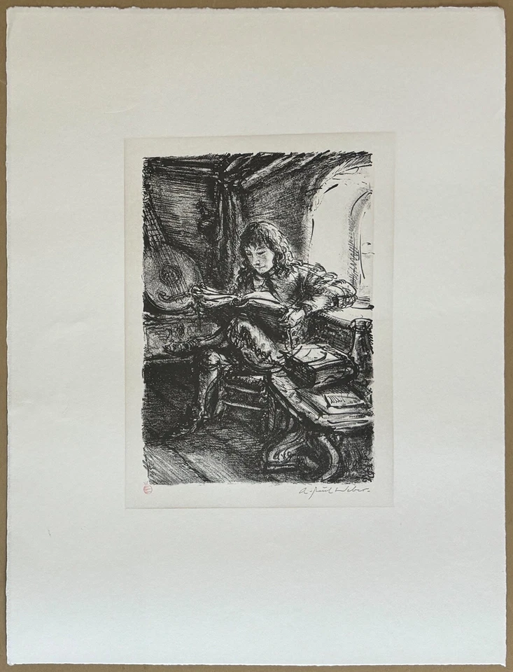 A. Paul Weber, Simpel studiert, Lithographie aus dem Nachlass, 1969/1993 - Bild 1 von 1