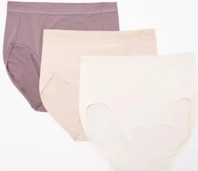 Breezies Mesh Illusions Stripe High Cut Brief Pack of 3 Neutral Small A506561 - Image 1 of 4