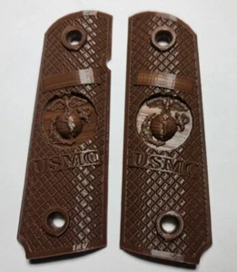Manijas Colt 1911 Grips USMC 3D PLA marrón - Imagen 1 de 1
