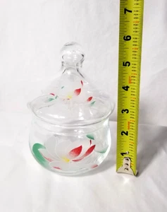 Pasabahce Turkey Apothecary Flower Blossom Glass Jar w lid 6" Crack on Lid OBO - Picture 1 of 6