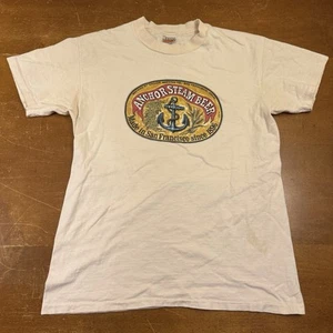 VINTAGE Hanes Shirt Mens Large Beige Anchor Steam Beer California - Picture 1 of 8
