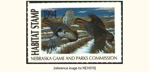 HALFPRICEHUNT Nebraska Habitat 1994 $10.00 partridge - Image 1 of 1