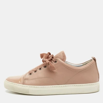 Lanvin Dusty Pink Leather and Patent Cap Toe Low-Top Sneakers Size 40 - Image 1 of 4