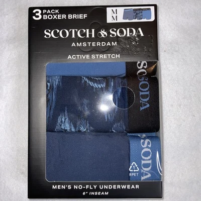 Scotch & Soda Amsterdam Men’s 3-Pack 6” Active Stretch Boxer Briefs Size Medium - Image 1 of 4