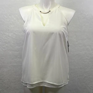 Guess Y2K Vintage Key Hole Trapeze Sleeveless Layered Tank Blouse Size XL White - Picture 1 of 11