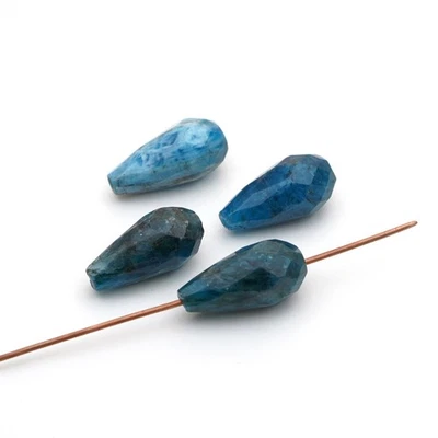 4 cuentas de apatita azul verdoso facetadas lágrima verde azulado piedra semipreciosa promedio 16 mm Foto 1 de 4