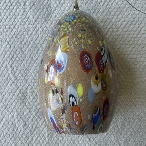 Murano Millefiori Style Glass Hanging Pendant Lamp 11” High - Picture 1 of 20