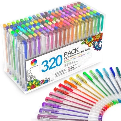 320 Pack Gel Pens Set, 160 Colors Gel Pen with 160 Refills for Adult Coloring... - Image 1 of 4