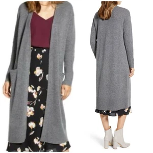 Halogen dunkelgrau meliert Kaschmir Wollmischung Strickjacke vorne offen Damen M - Bild 1 von 9