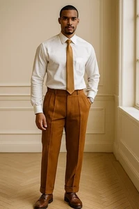 VTG Marc Jacobs Pleated Cuffed Dress Pants 34x33 Dark Orange – Retro Made In USA - Picture 1 of 8
