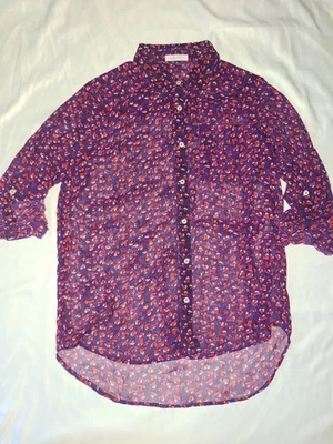 Delia's Heart Blouse Button Front Lightweight Size Medium Roll Tab Sleeve Y2K - Image 1 of 4
