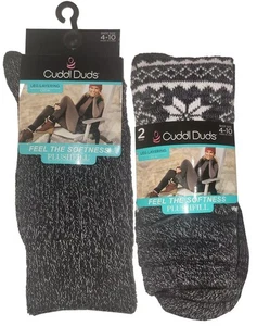 3 prs CUDDL DUDS Wms 4-10 Black Super Soft CREW LEG LAYERING PLUSHFILL SOCKS NWT - Picture 1 of 5