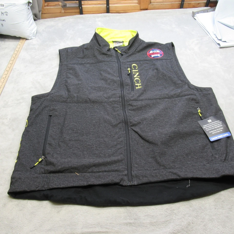 Cinch 背心男式 4XL 黑色风暴隐藏携带抓绒衬里防水新品 — 第 1/4 张图片