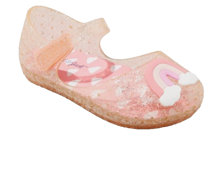Cat & Jack Toddler Girls Rainbow Glitter Mary Janes Size 8 Jelly Sandals - Imagem 1 de 4