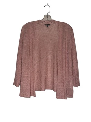 Eileen Fisher 粉色尘土飞扬有机亚麻开襟短开衫 尺寸 M — 第 1/4 张图片