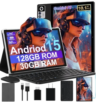 2025 Android 15 Tablet with Keyboard | Gemini AI, 30GB+128GB Octa-Core 2-in-1... - Image 1 of 4