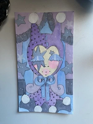 Pastel Goth Pointy Hat Circus Clown Doodle On 3x6 Envelopes - Image 1 of 4