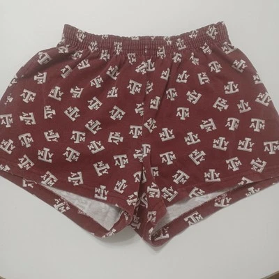 Pantalones Cortos Soffe A&M Para Mujer Medianos Blanco Granate Logo Cintura Elástica Foto 1 de 4