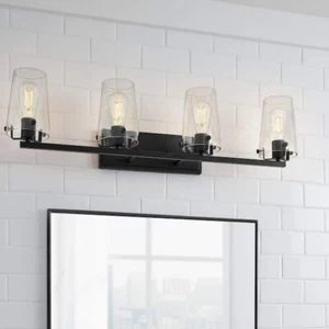 Home Decorators Creek Crossing 33.75 in. 4-Light Black Bath Vanity Light - Picture 1 of 4
