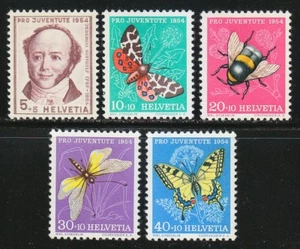 Switzerland 1954 MNH Mi 602-606 Sc B237-B241 Juventute. Butterflies. Insects ** - Picture 1 of 2
