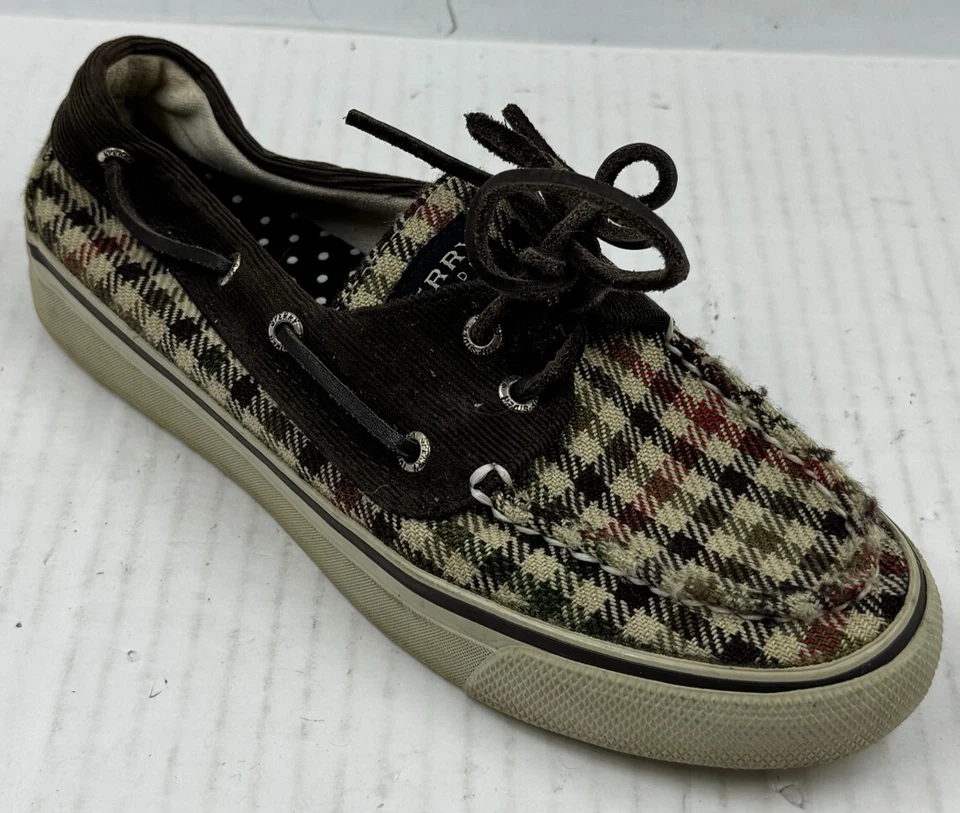 Sperry Top-Sider Bahama Shoes Women's Size 6 Check Tweed Corduroy Boat Shoes - Image 1 of 4