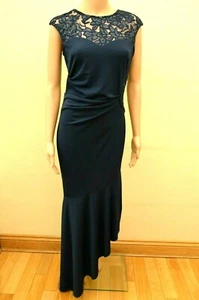 Maxi abito nuovo Lipsy blu navy con paillettes e orlo asimmetrico taglia UK 10 12 14 - Foto 1 di 6