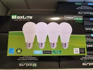 96 Bulbs (24 Packs of 4) Maxlite Dimmable LED 13W Daylight Light A19 100W 5000K - Picture 1 of 4