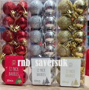 12 bolas de árbol de Navidad Baubles adorno colgante fiesta hogar 30 mm plateado - Imagen 1 de 2