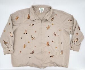 Vintage Quacker Factory Jacket Womens 3XL XXXL Cat Brown Full Zip Collared