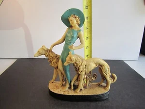 Vintage Art Deco Dame Barsoi Hunde Hunde Figur Statue - Bild 1 von 7