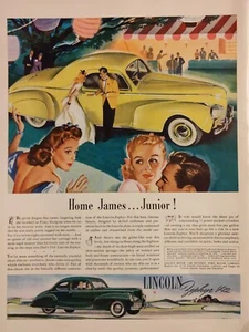 1941 vintage Lincoln zephyr V12 print ad. Yellow vintage vehicle in color. - Picture 1 of 1