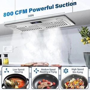 30 in Insert Range Hood 800CFM Built-in Vent Stainless Steel 3-Speed Touch Panel - Picture 1 of 13