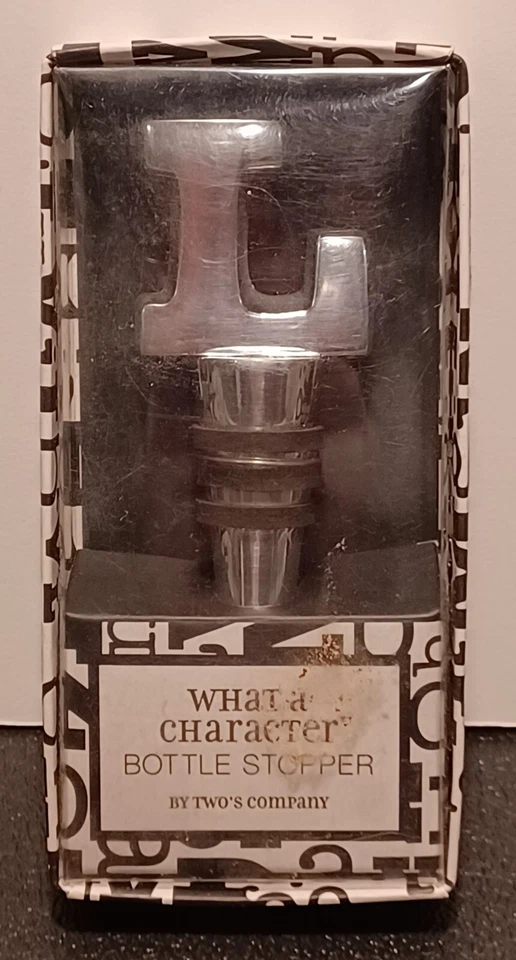 Tapón de botella de vino monograma ~ L ~ letra / inicial - TWOS COMPANY NIP -◇ Foto 1 de 1