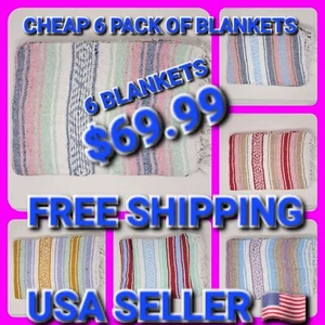 6 pack of mexican blankets pastel colors wholesale - Picture 1 of 20