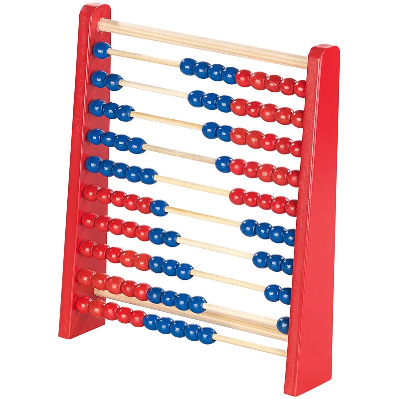 Playtastic Holz-Rechenschieber mit 100 Holzperlen, 2 Farben (blau & rot)