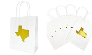 6 Texas Gift Bag with Gold Foil State of Texas 1 Count (Pack of 6) White, Gold - Picture 1 of 3