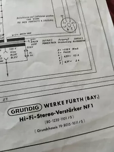 Grundig NF1 NF 1 NF-1 Hi-fi Stereo Circuit Service Schematic Diagram Sheet - Picture 1 of 3