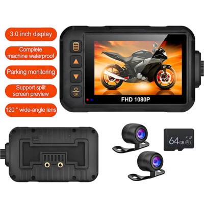 Motorcycle Dash Cam Photography 1080P HD Dual-lens Camera Cycle Vision Recorder - Image 1 of 4